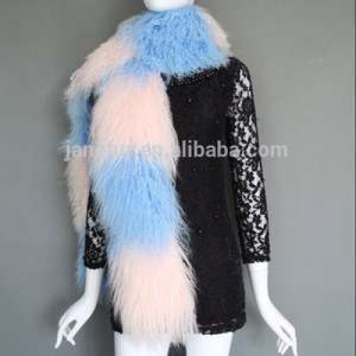 Elegant Customized Neckerchief Wholesale Double Colors Checked Pattern Fur Scarf