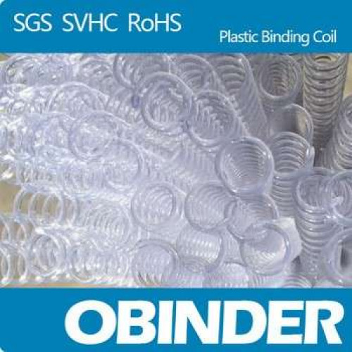Obinder Plastic Binding Coil, 4:1pitch, 12'' length, clear color.