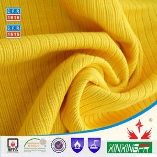 XINXINGFR brand CFR1615 test report 420gsm cotton permanent fireproof knitting rib fabric for sweat shirt